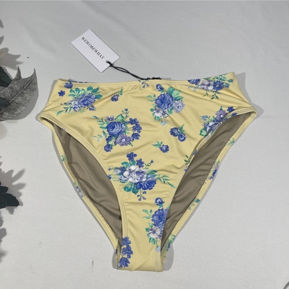 NWT WEWOREWHAT [‎ Small ] High Rise Swim Bottoms in Double Cream Yellow - Picture 4 of 12